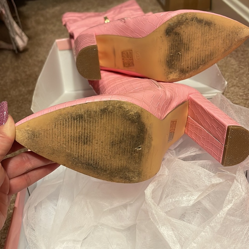 SOLD OUT!!! Clara Pink πBARBIEπ Vegan Alligator Tall Boots - Picture 8 of 10